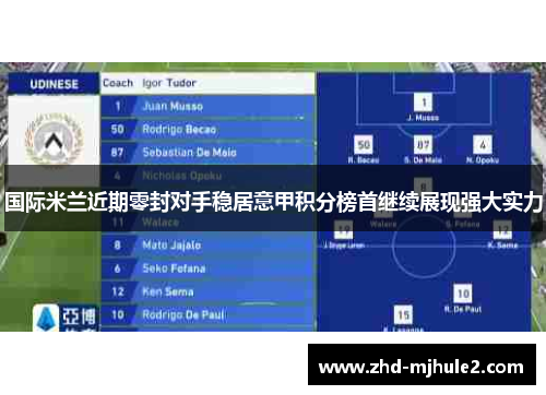 国际米兰近期零封对手稳居意甲积分榜首继续展现强大实力